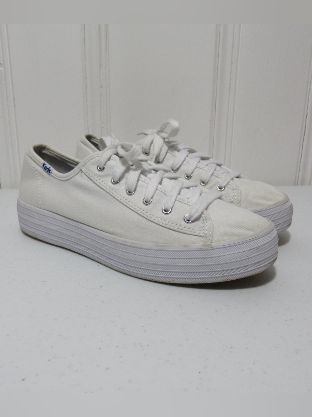 Keds Triple Kick White Canvas Platform Sneakers Shoes Size 8